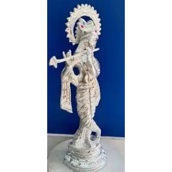 White Metal Krishna Statue 